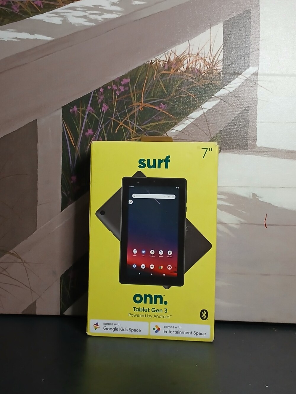 On Running Onn. Surf 7" Tablet Gen 3 in Yellow Packaging